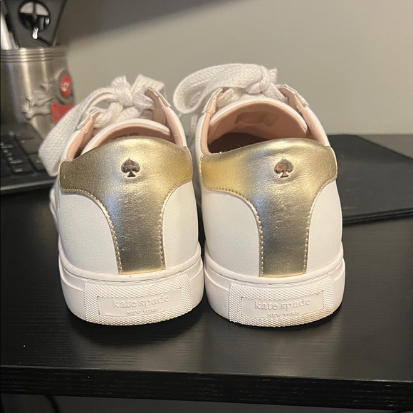 Kate Spade White and Gold Sneakers - Picture 2 of 4